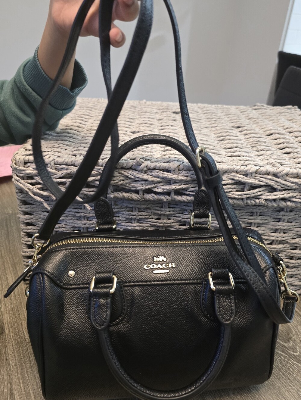 Coach Black Leather Mini Bennett Satchel Crossbody Bag F57521